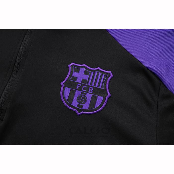 Tuta da Track di Felpa FC Barcellona Bambino 2025-2026 Nero Purpura